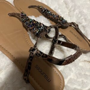 Maurice’s snakeskin beaded women’s sandal 9